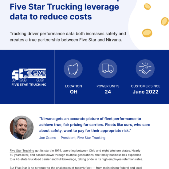 How Nirvana Insurance helps Five Star Trucking leverage data to reduce costs